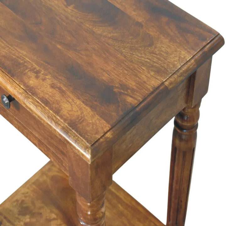 Turned Legs Chestnut 1 Drawer Side Table - TidySpaces