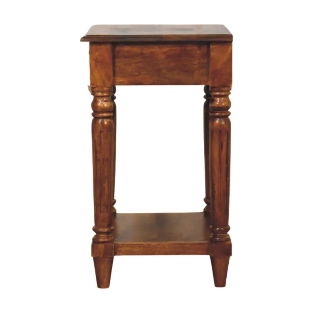 Turned Legs Chestnut 1 Drawer Side Table - TidySpaces