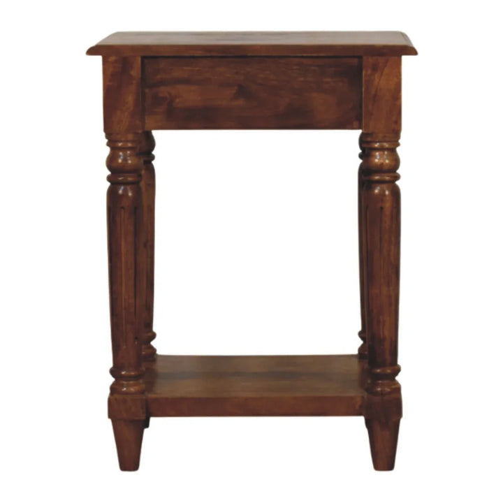 Turned Legs Chestnut 1 Drawer Side Table - TidySpaces