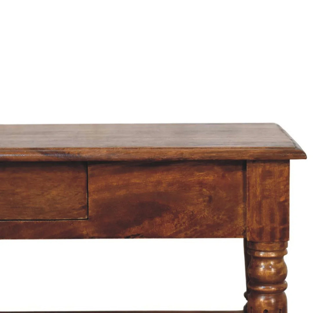 Turned Legs Chestnut 2 Drawer Coffee Table - TidySpaces