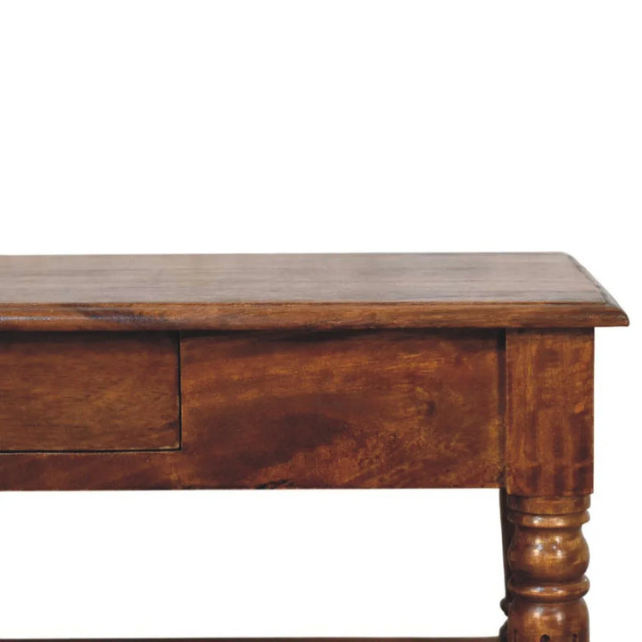 Turned Legs Chestnut 2 Drawer Coffee Table - TidySpaces