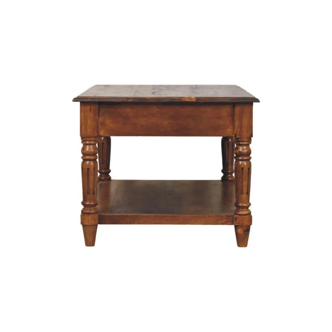 Turned Legs Chestnut 2 Drawer Coffee Table - TidySpaces