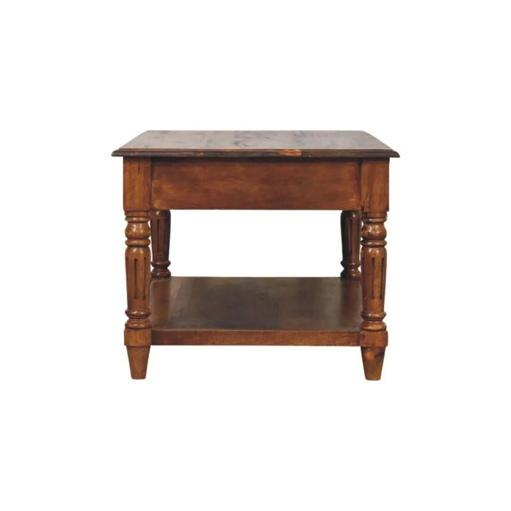 Turned Legs Chestnut 2 Drawer Coffee Table - TidySpaces
