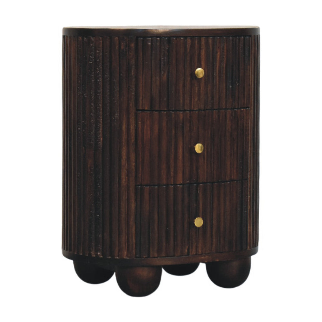 Curved Fluted 3-Drawer Bedside