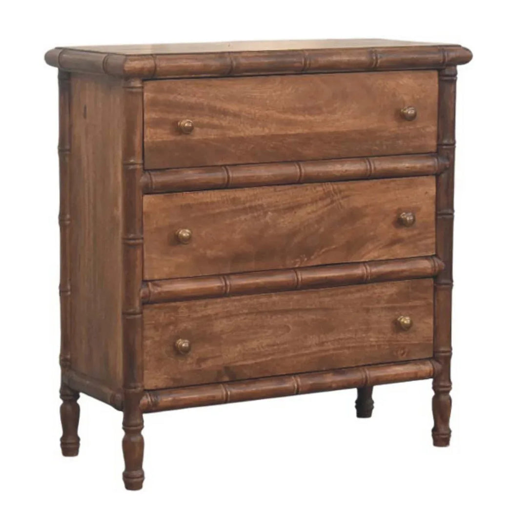 Bamboo Carved 3-Drawer Chest - TidySpaces