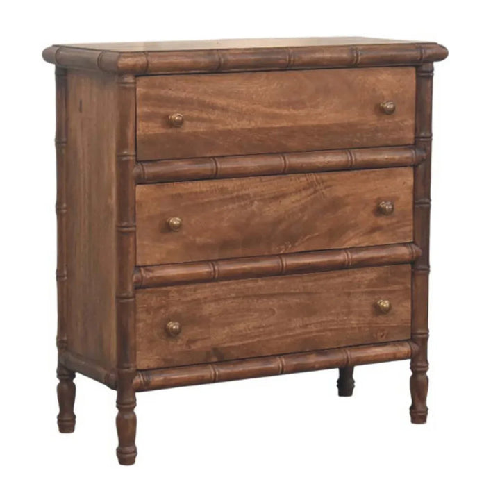 Bamboo Carved 3-Drawer Chest - TidySpaces