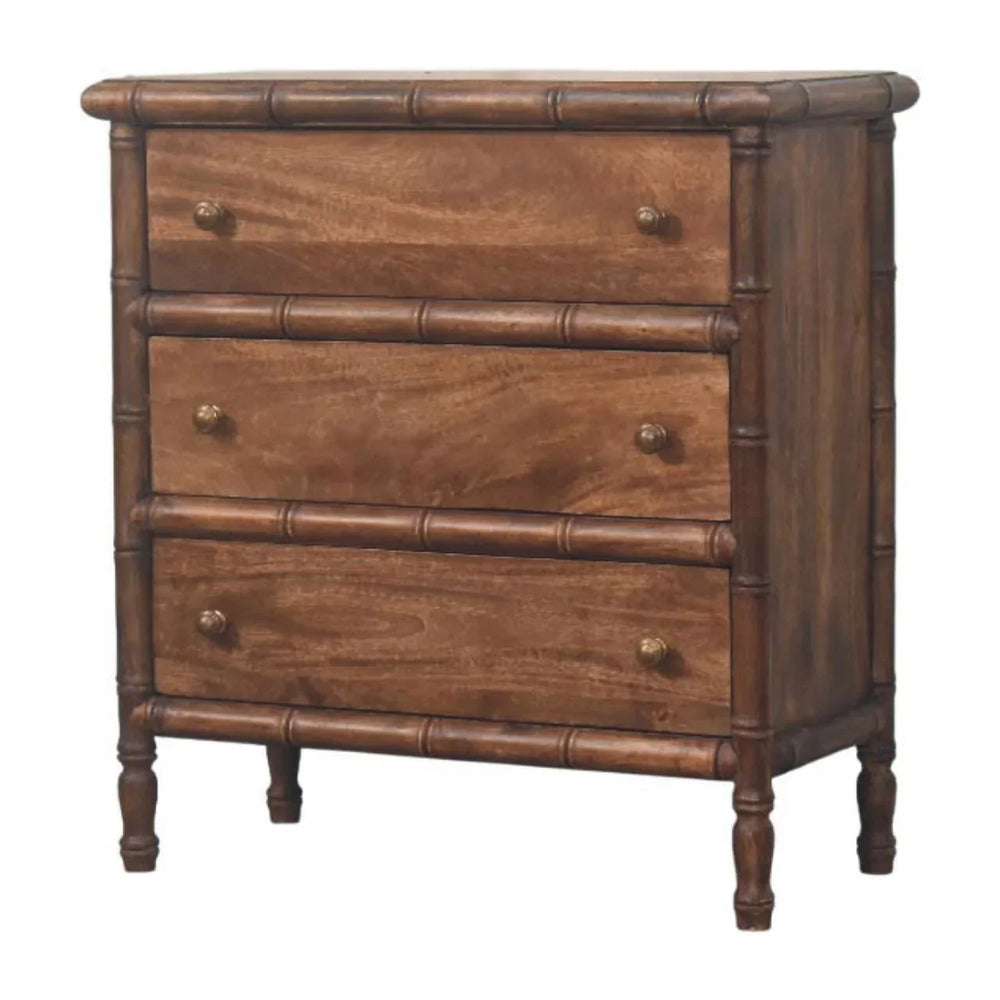 Bamboo Carved 3-Drawer Chest - TidySpaces