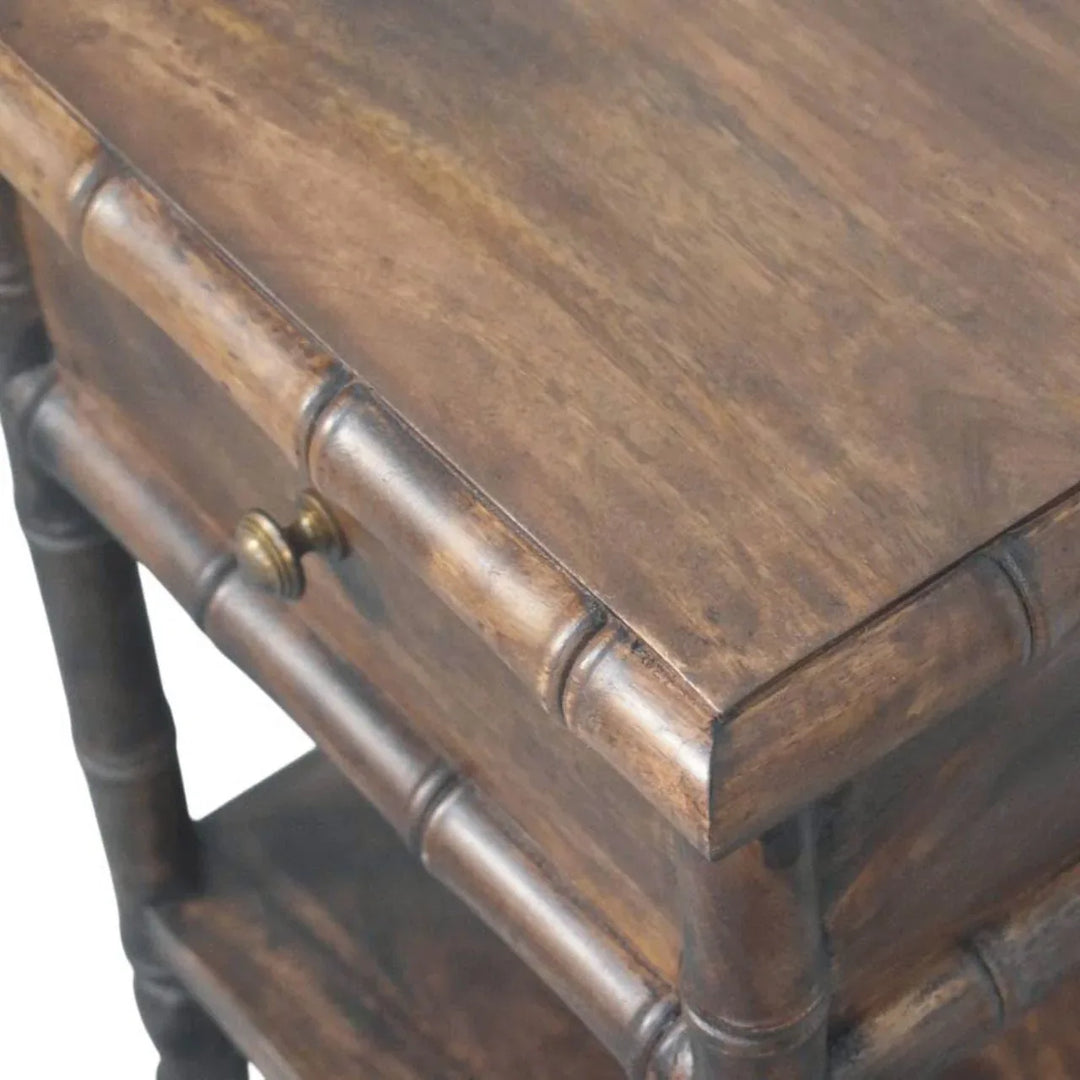 Bamboo Carved Bedside Table - TidySpaces