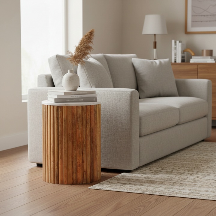 Fluted Marble Side Table