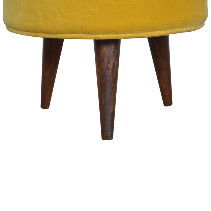 Mustard Velvet Nordic Footstool