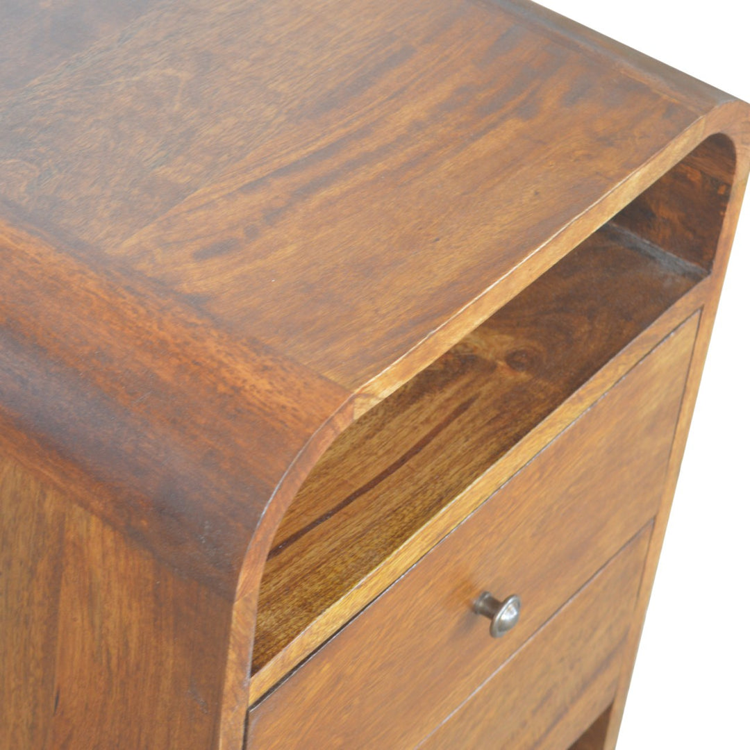 Chestnut Curve 2 Drawer Bedside