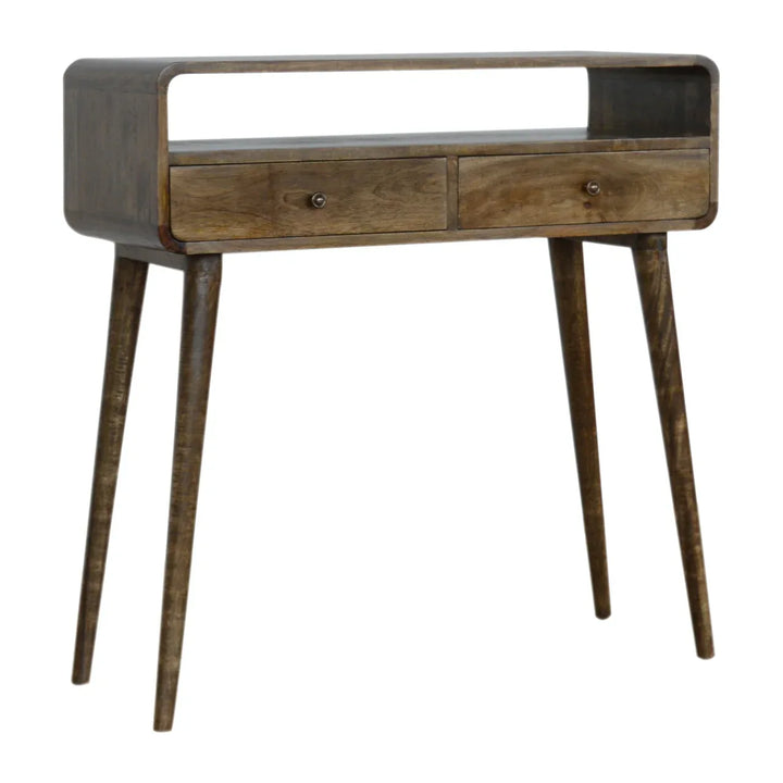 Curved Grey-wash Console Table - TidySpaces