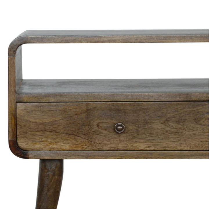 Curved Grey-wash Console Table - TidySpaces