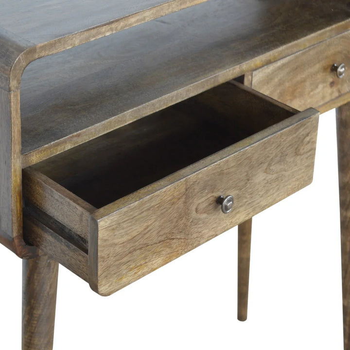 Curved Grey-wash Console Table - TidySpaces