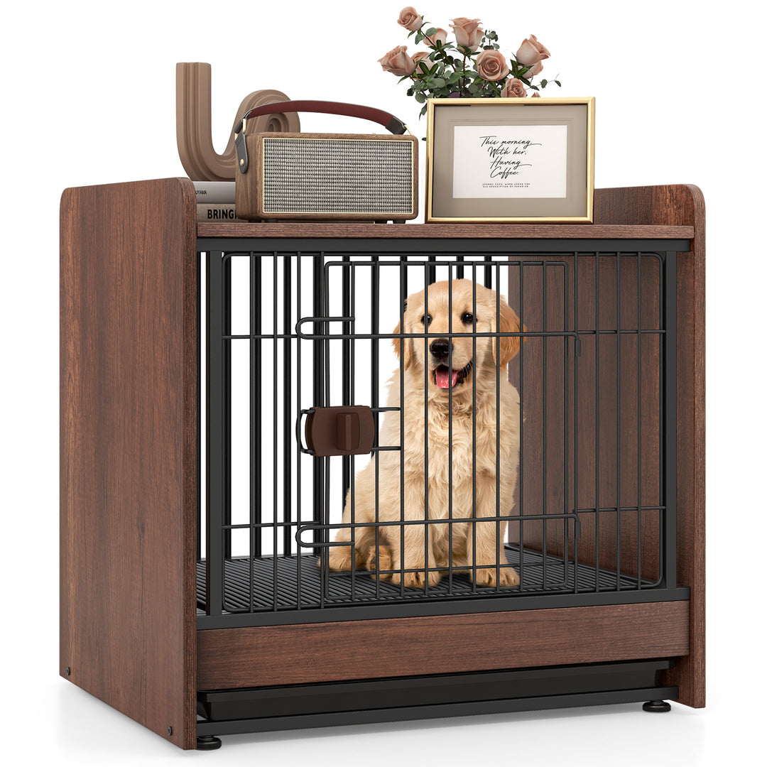 Indoor Dog Crate Furniture with Removable Tray and Lockable Door - TidySpaces