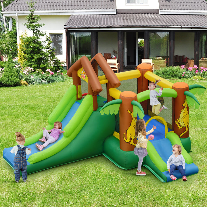 Inflatable Bounce House with Slides and Climbing Wall with Air Blower - TidySpaces