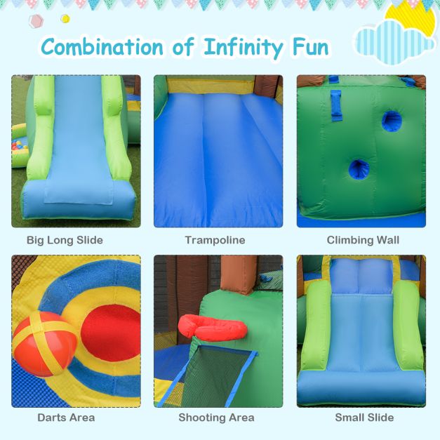 Inflatable Bounce House with Slides and Climbing Wall with Air Blower - TidySpaces