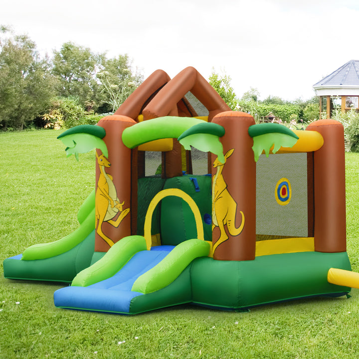 Inflatable Bounce House with Slides and Climbing Wall with Air Blower - TidySpaces