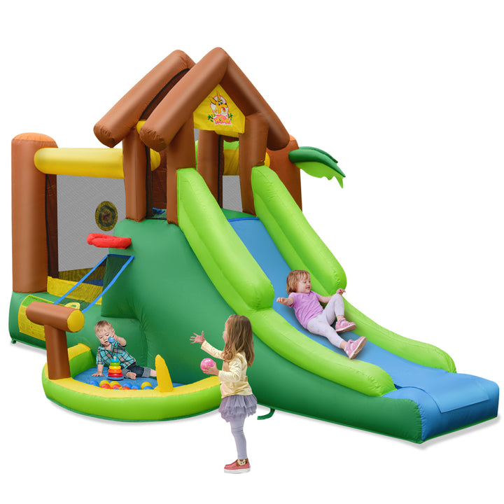 Inflatable Bounce House with Slides and Climbing Wall with Air Blower - TidySpaces