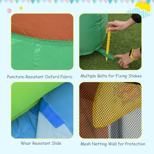 Inflatable Bounce House with Slides and Climbing Wall with Air Blower - TidySpaces