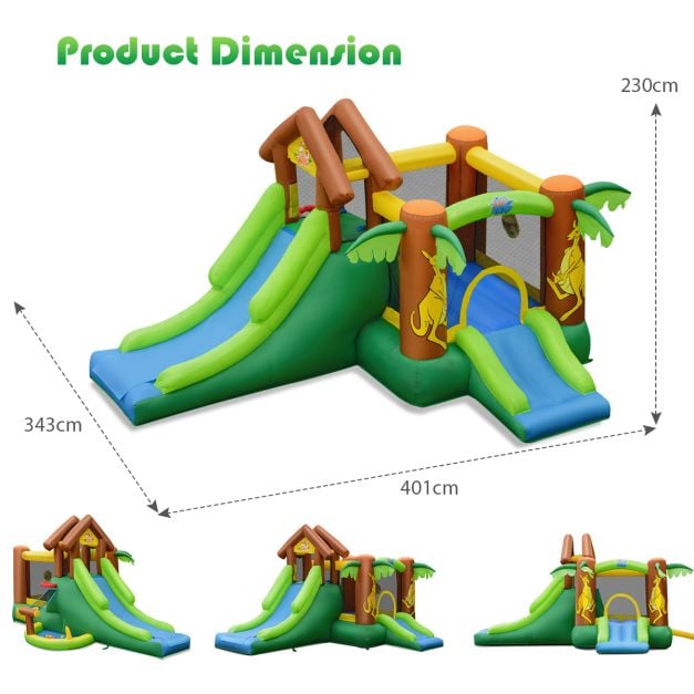 Inflatable Bounce House with Slides and Climbing Wall with Air Blower - TidySpaces