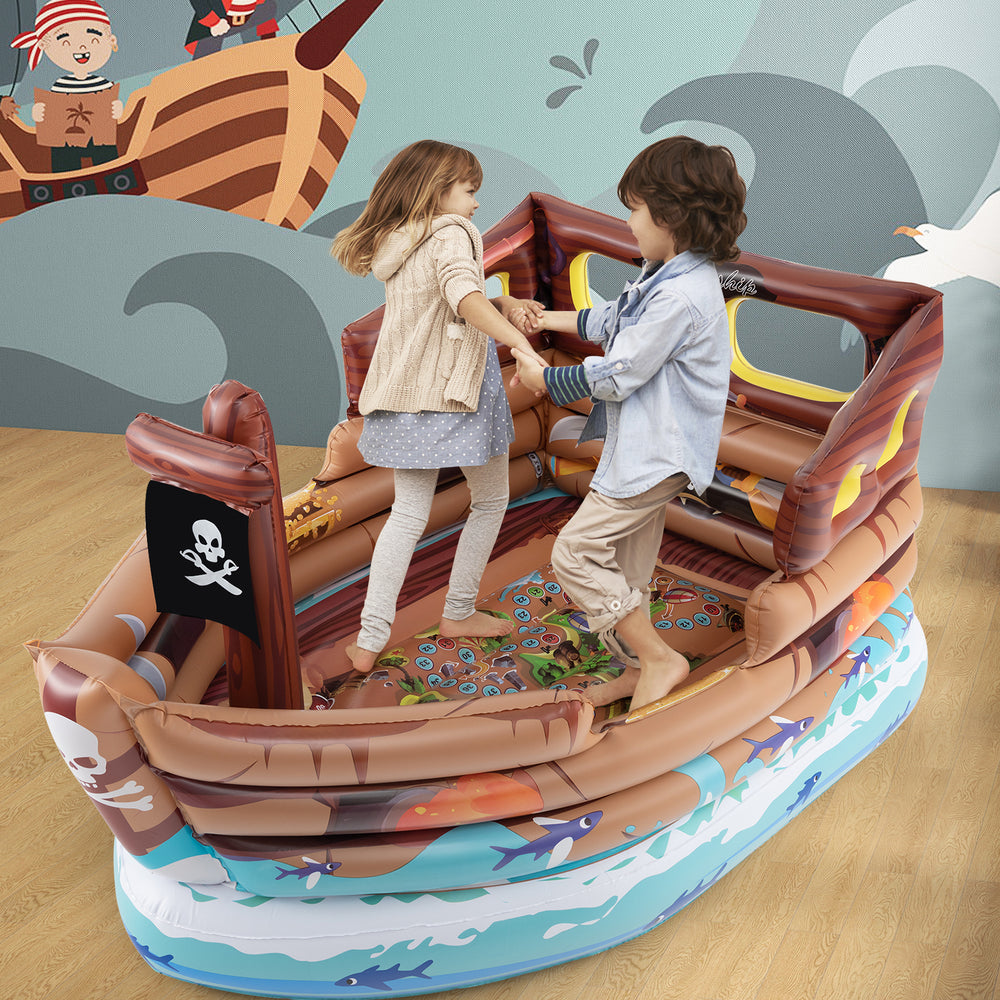 Inflatable Pirate Ship Playhouse with Built in Motor-Multicolor - TidySpaces