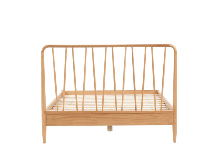 Jesper Oak Bed with Distinctive Spindled Headboard for Stylish Bedrooms