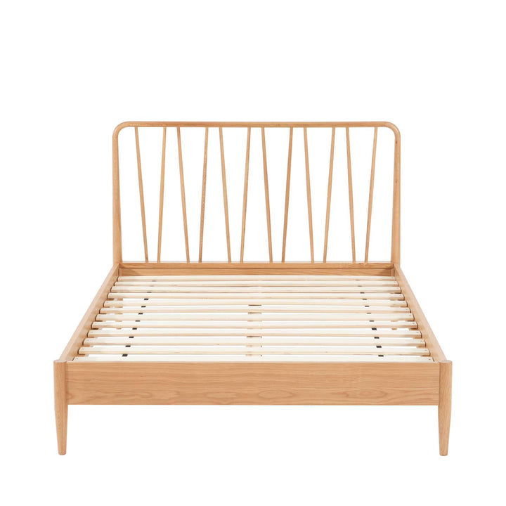Jesper Oak Bed with Distinctive Spindled Headboard for Stylish Bedrooms