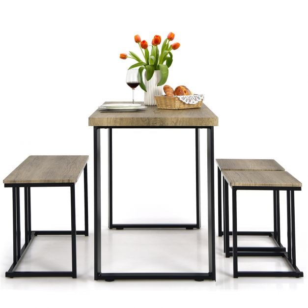 4 Pieces Metal Frame Industrial Breakfast Table Chair Set