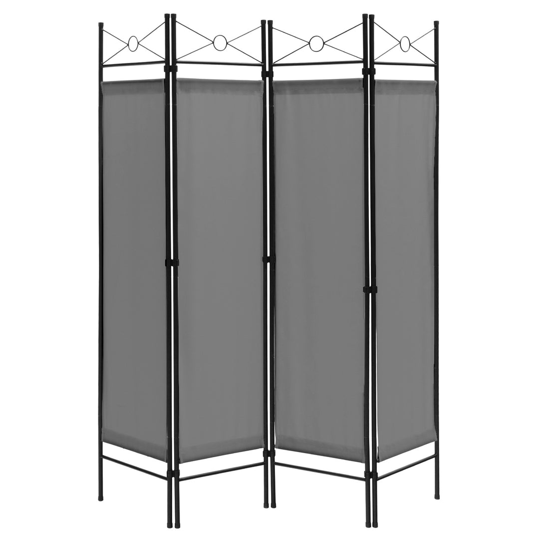 6 Feet 4-Panel Light Weight Room Divider with Polyester Cloth-Grey - TidySpaces
