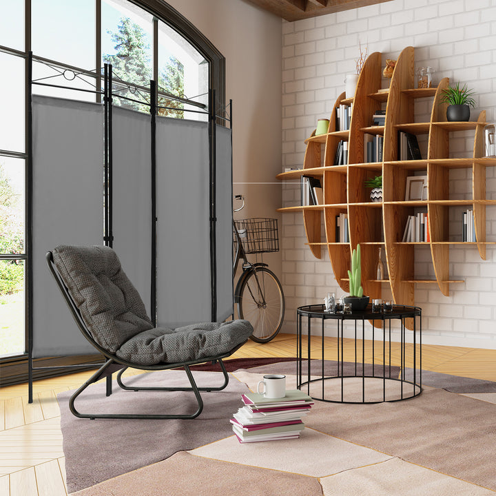 6 Feet 4-Panel Light Weight Room Divider with Polyester Cloth-Grey - TidySpaces
