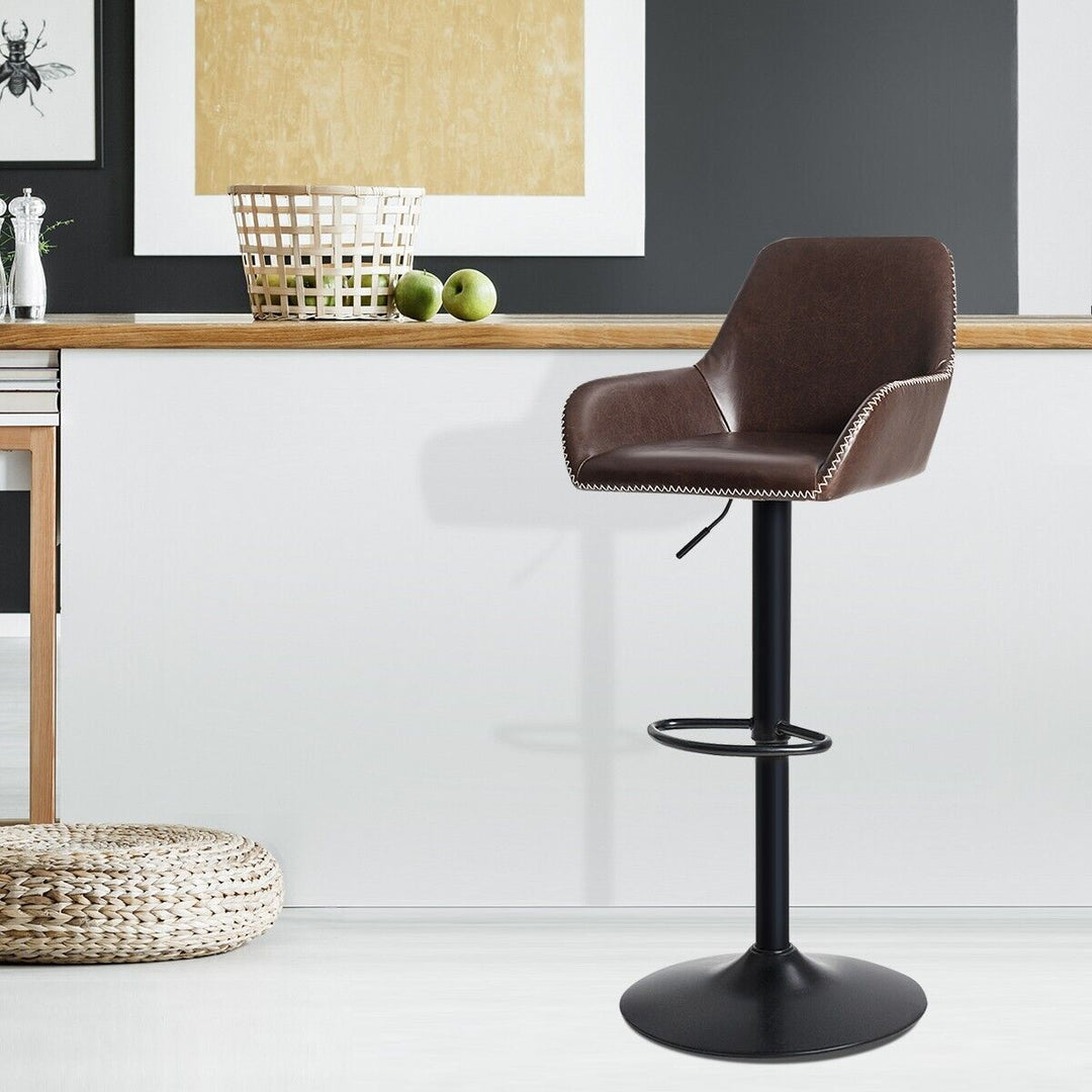 PU Leather 360Â° Swivel Adjustable Bar Stool with Armrest - TidySpaces