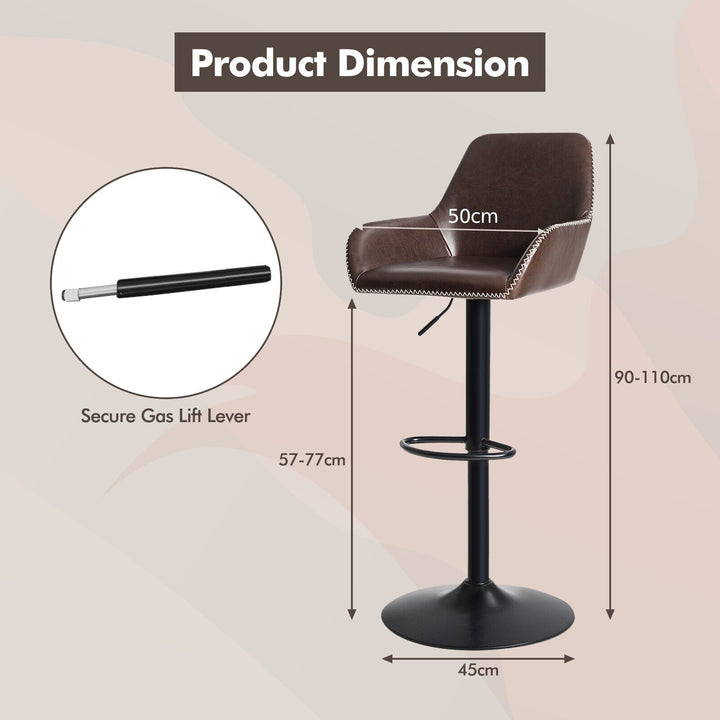 PU Leather 360Â° Swivel Adjustable Bar Stool with Armrest - TidySpaces