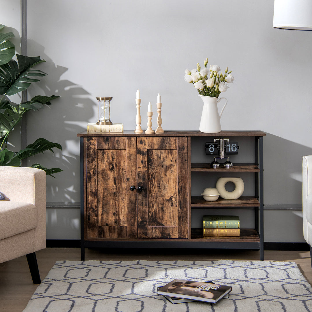 Industrial Kitchen Buffet Cabinet with Doors and Adjustable Shelves - TidySpaces