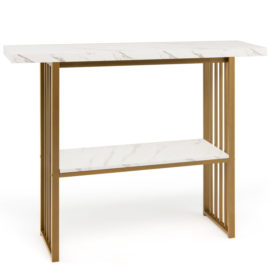 2 Tier Faux Marble Console Table for Entryway Living Room Bedroom White & - TidySpaces