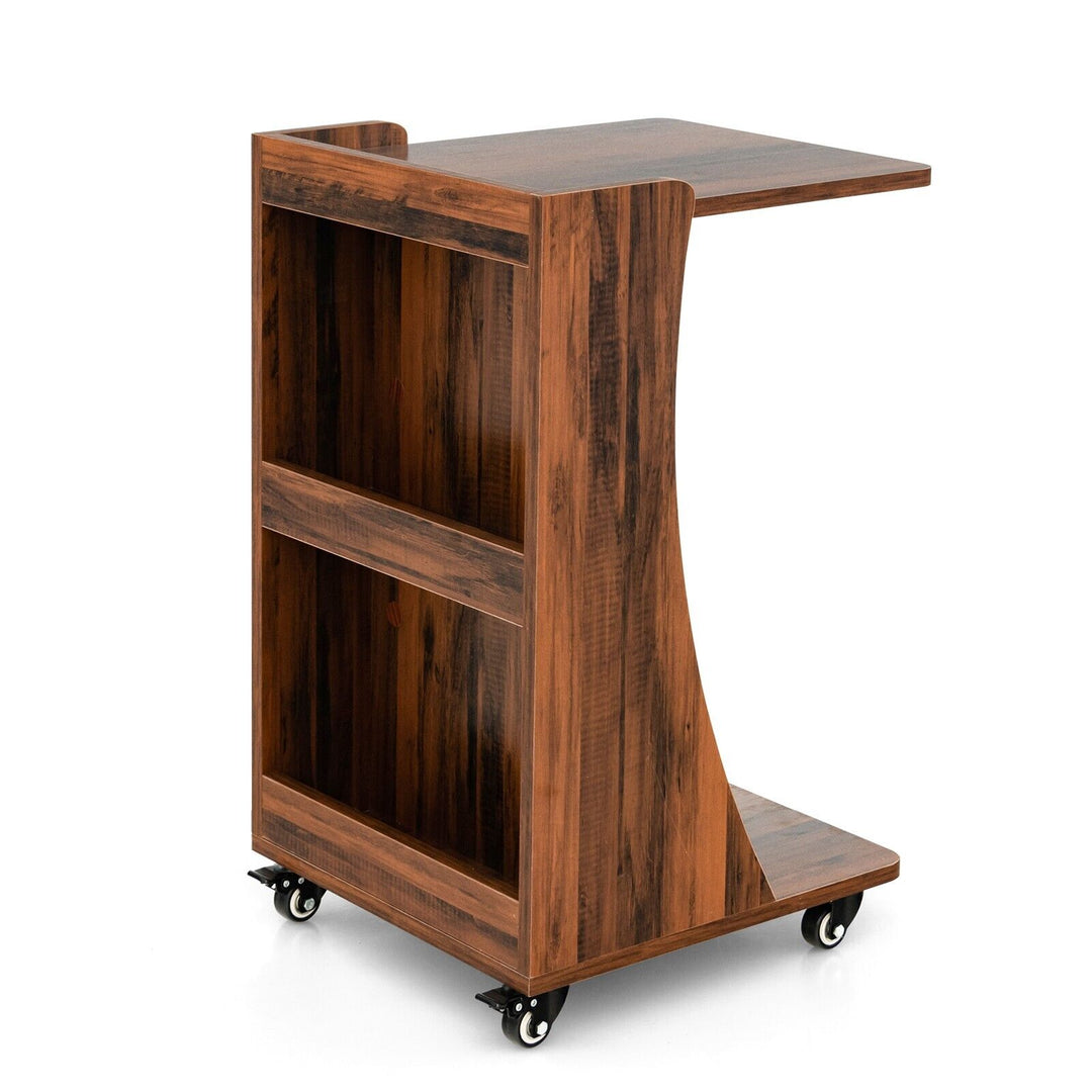 C Shaped Side Table with Storage Shelf - TidySpaces