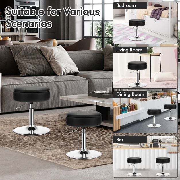 360° Swivel Vanity Stool with Removable Tray Lid