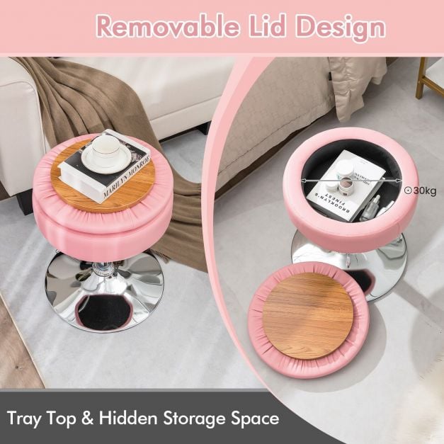 360° Swivel Vanity Stool with Removable Tray Lid