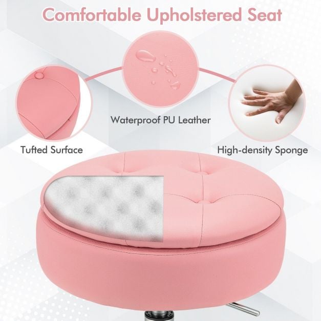 360° Swivel Vanity Stool with Removable Tray Lid