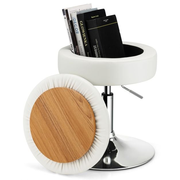 360° Swivel Vanity Stool with Removable Tray Lid