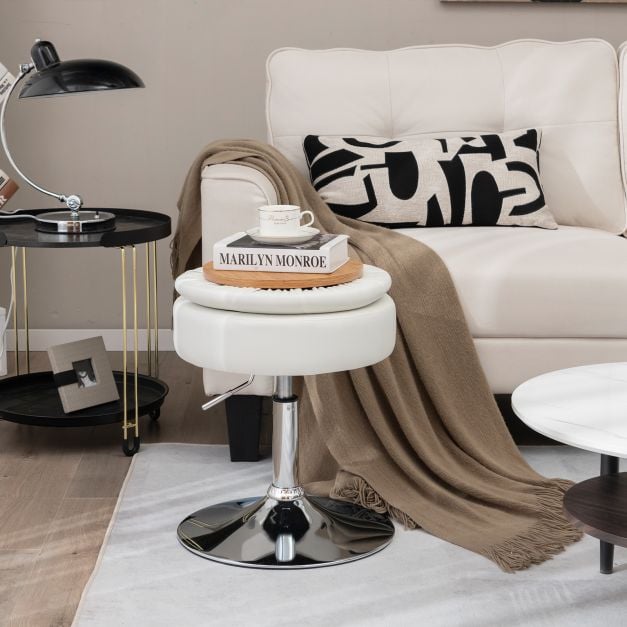 360° Swivel Vanity Stool with Removable Tray Lid