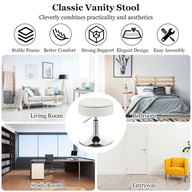 360° Swivel Vanity Stool with Removable Tray Lid
