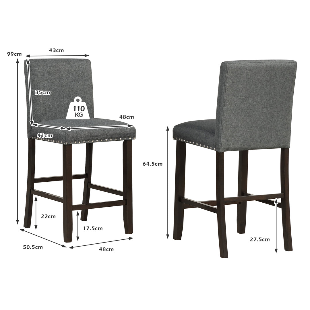 Upholstered Bar Stool Set of 2 for Dining Room, Kitchen, Restaurant - TidySpaces