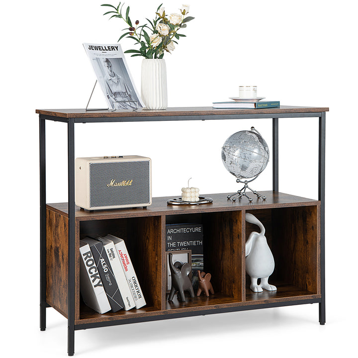 Modern Buffet Sideboard with Steel Frame Open Shelf and 3 Compartments - TidySpaces