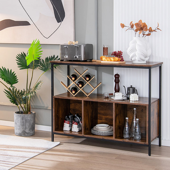 Modern Buffet Sideboard with Steel Frame Open Shelf and 3 Compartments - TidySpaces