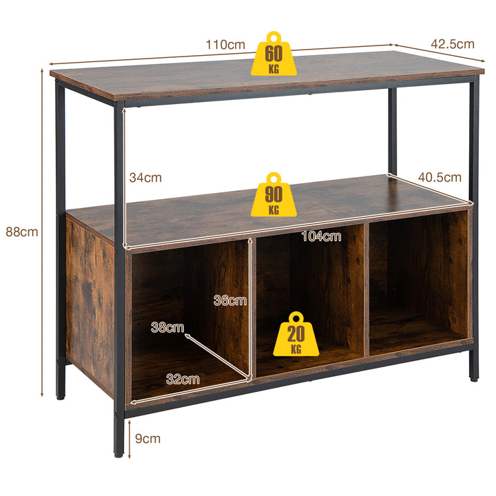 Modern Buffet Sideboard with Steel Frame Open Shelf and 3 Compartments - TidySpaces