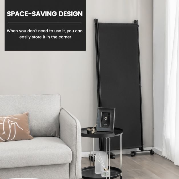 4-Panel Folding Room Divider with Wheels for Living Room Bedroom - TidySpaces