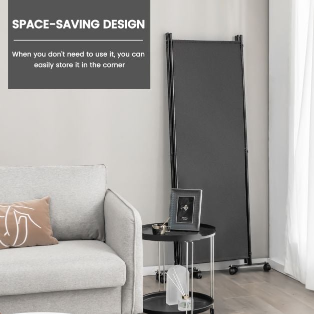 4-Panel Folding Room Divider with Wheels for Living Room Bedroom - TidySpaces