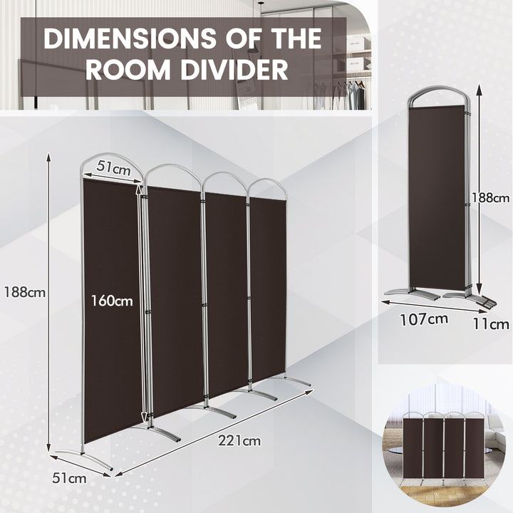 4 Panel Freestanding Folding Room Divider for Living Room Office