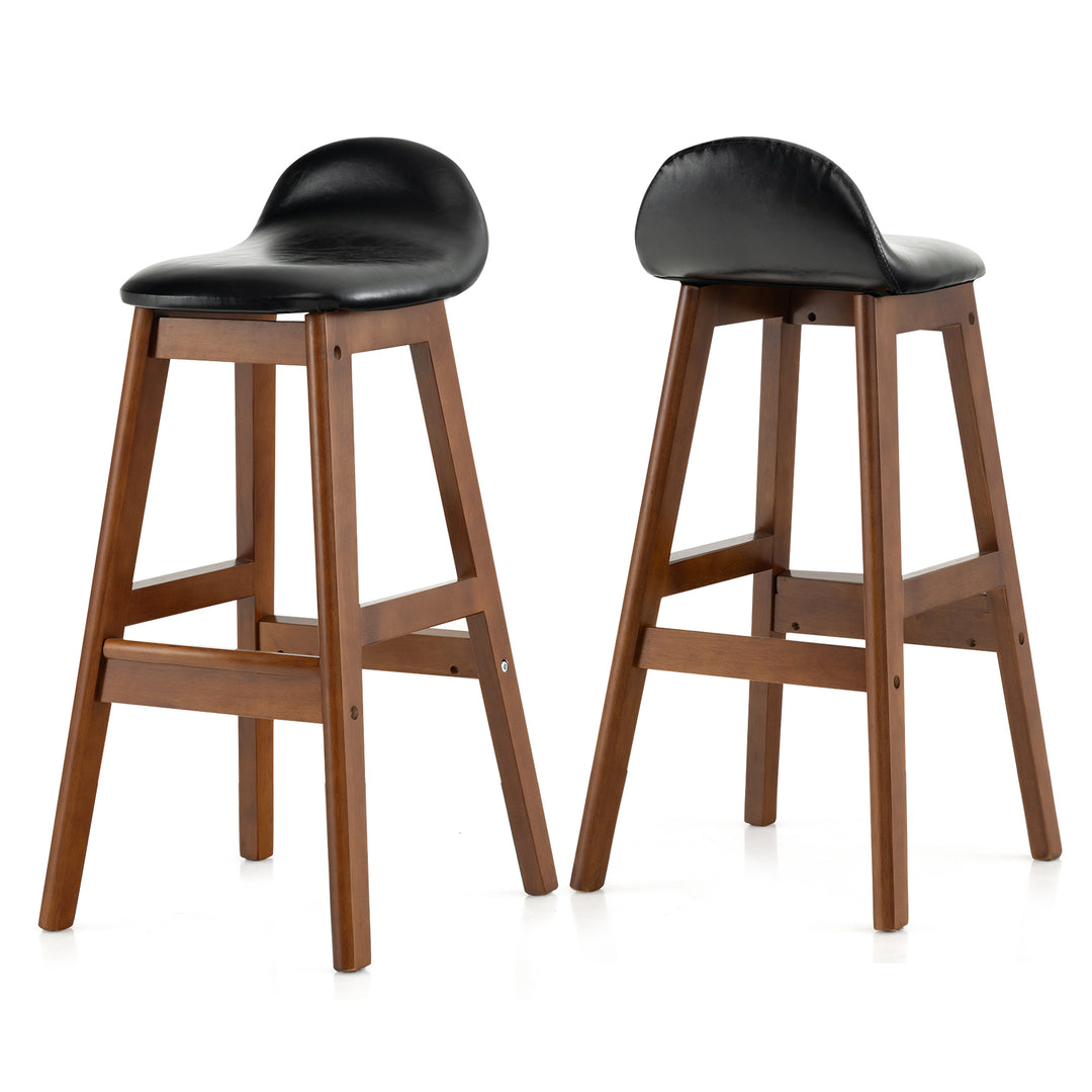 Bar Stool Set of 2 with Padded Seat and Back Cushion Black - TidySpaces